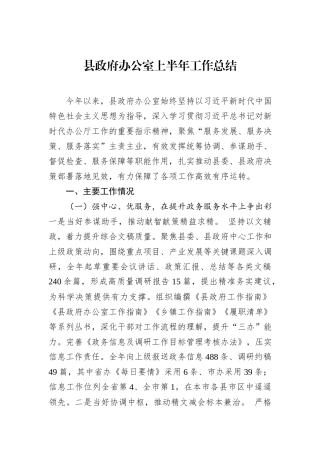 县政府办公室上半年工作总结.docx