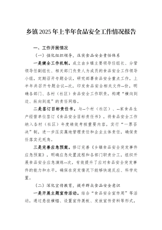 乡镇2025年上半年食品安全工作情况报告.docx