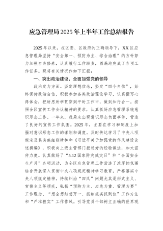 应急管理局2025年上半年工作总结报告.docx