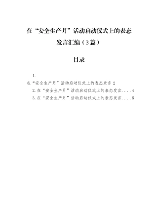在“安全生产月”活动启动仪式上的表态发言汇编（3篇）.docx
