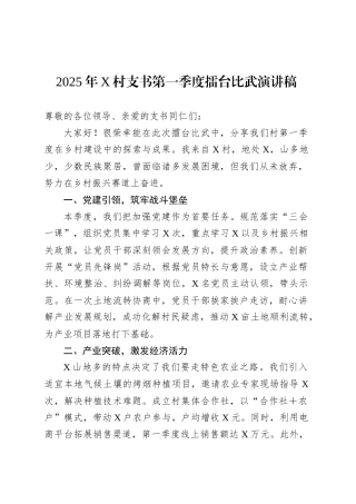 2025年X村支书第一季度擂台比武演讲稿.docx