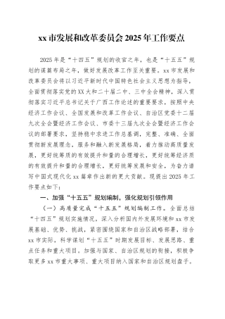 xx市发展和改革委员会2025年工作要点.docx
