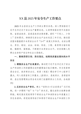 XX县2025年安全生产工作要点.docx