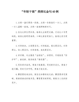 “年轻干部”类排比金句40例.docx