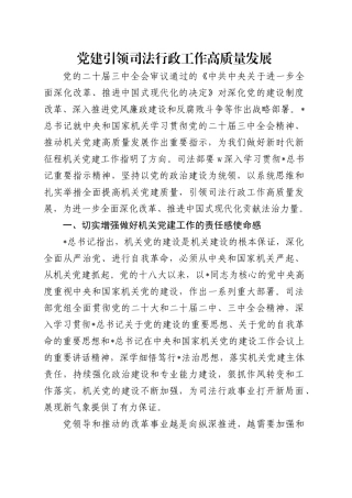 党课讲稿：党建引领司法行政工作高质量发展（4400字，27张）.docx