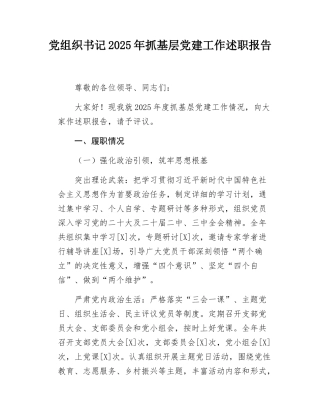 党组织书记2025年抓基层党建工作述职报告.docx