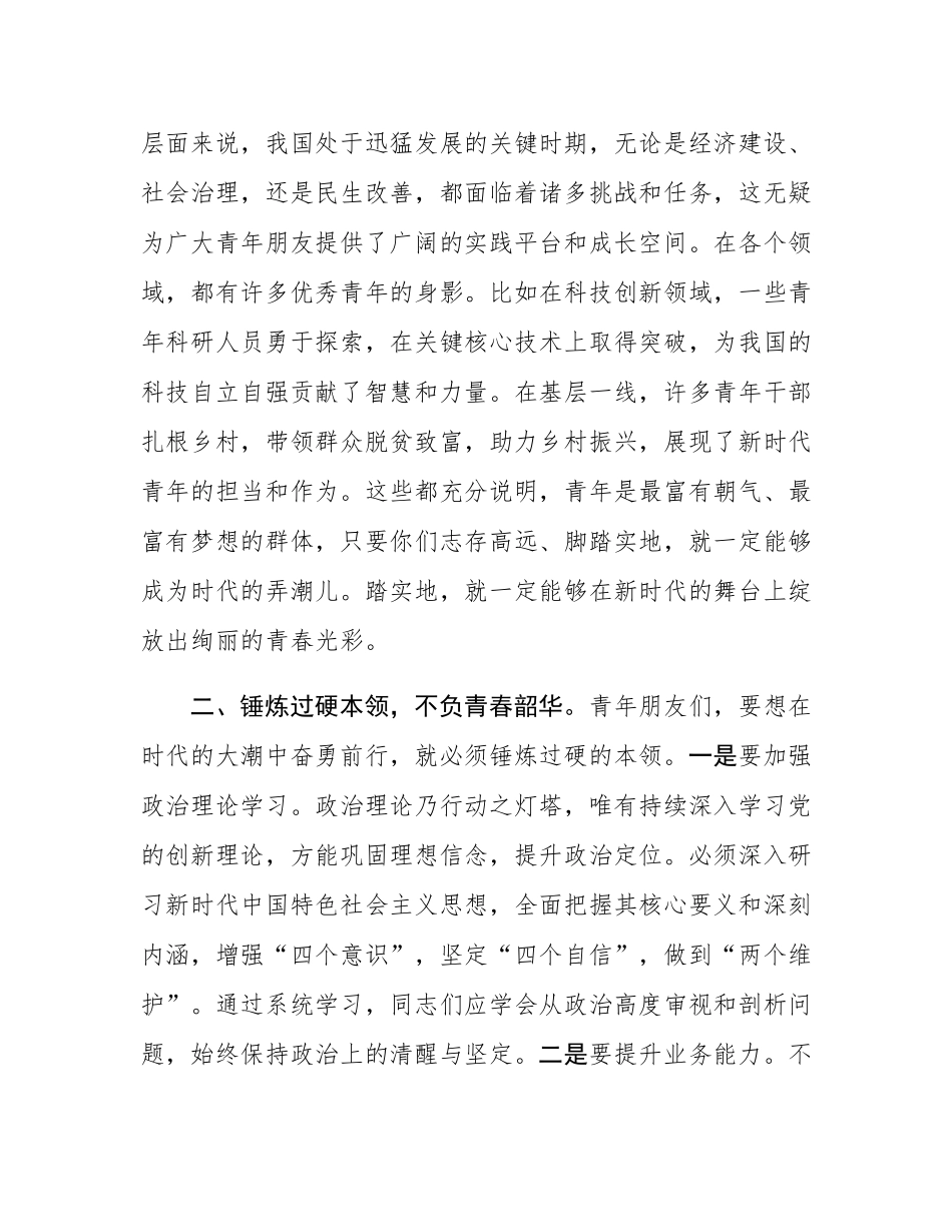 点燃青春之光，铸就时代重任——组织部与青年干部谈话材料.docx_第2页