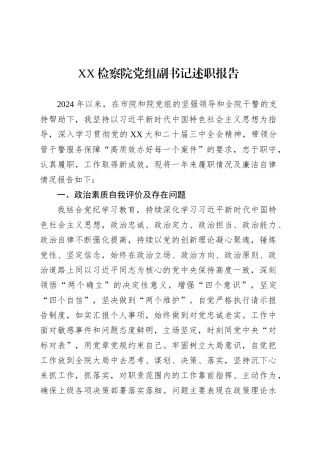 XX检察院党组副书记述职报告.docx