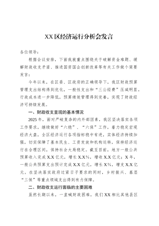 XX区经济运行分析会发言.docx