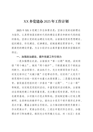 XX乡党建办2025年工作计划.docx