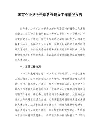 国有企业党务干部队伍建设工作情况报告.docx