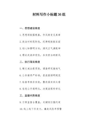 材料写作小标题36组.docx