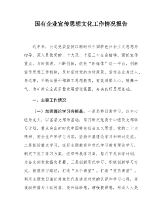 国有企业宣传思想文化工作情况报告.docx