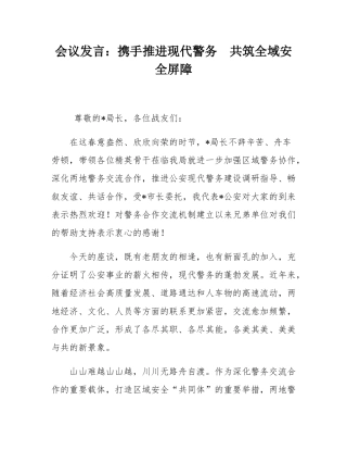 会议发言：携手推进现代警务  共筑全域安全屏障.docx