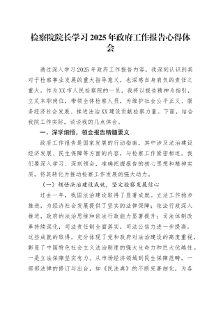 检察院院长学习2025年政府工作报告心得体会.docx