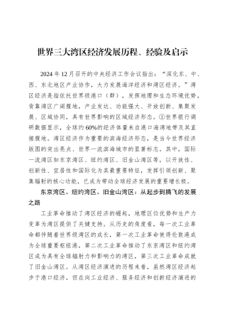 世界三大湾区经济发展历程、经验及启示.docx