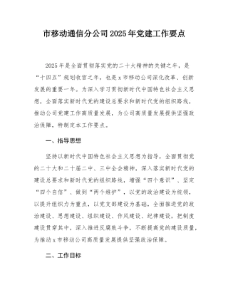 市移动通信分公司2025年党建工作要点.docx