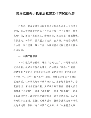 某局党组关于抓基层党建工作情况的报告.docx