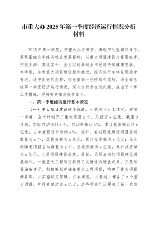 市重大办2025年第一季度经济运行情况分析材料.docx