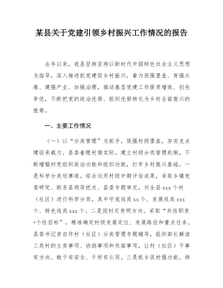 某县关于党建引领乡村振兴工作情况的报告.docx