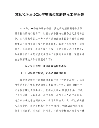 某县税务局2024年度法治政府建设工作报告.docx