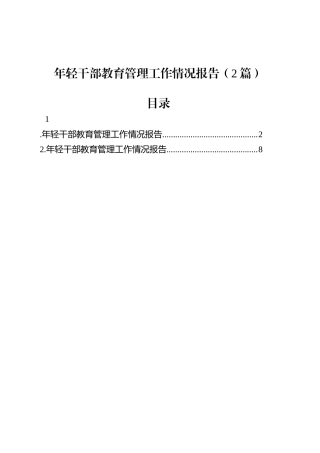 年轻干部教育管理工作情况报告（2篇）.docx