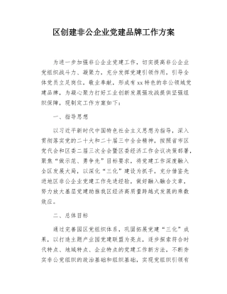 区创建非公企业党建品牌工作方案.docx