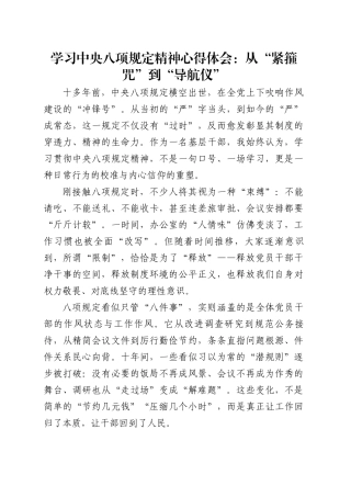 学习中央八项规定精神心得体会：从“紧箍咒”到“导航仪”.docx