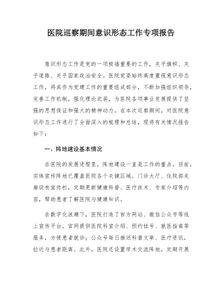 医院巡察期间意态工作专项报告.docx