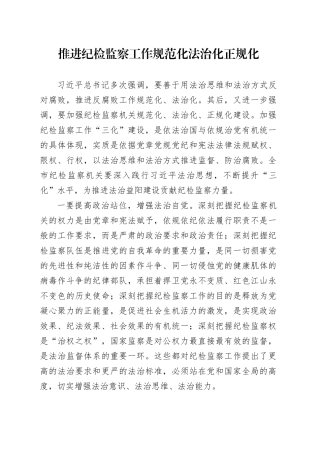 市纪委书记发言：推进纪检监察工作规范化法治化正规化.docx