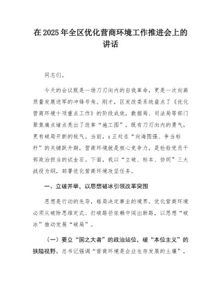 在2025年全区优化营商环境工作推进会上的讲话.docx