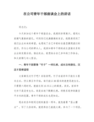 在公司青年干部座谈会上的讲话.docx