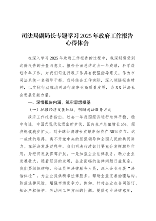 司法局副局长专题学习2025年政府工作报告心得体会.docx