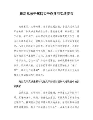 推动党员干部以实干作答用实绩交卷.docx