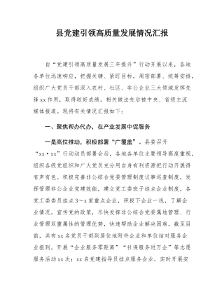 县党建引领高质量发展情况汇报.docx