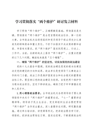 学习贯彻落实“两个维护”研讨发言材料.docx