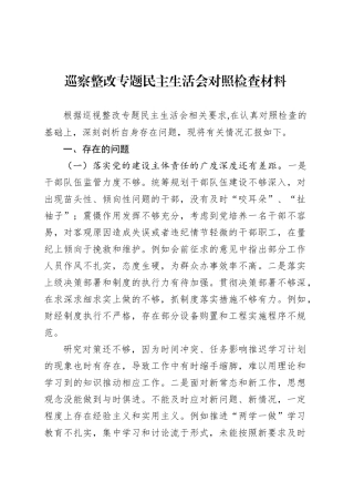 巡察整改专题民主生活会对照检查材料-2.docx