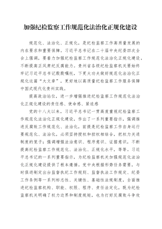 研讨发言：加强纪检监察工作规范化法治化正规化建设.docx
