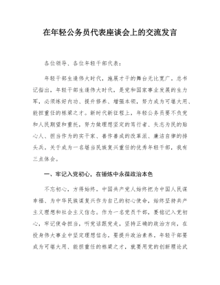 在年轻公务员代表座谈会上的交流发言.docx