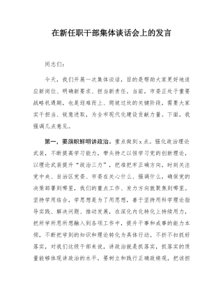 在新任职干部集体谈话会上的发言.docx
