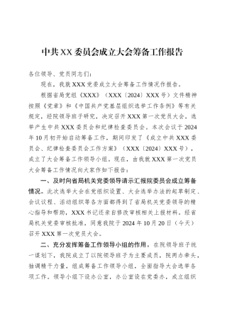 中共XX委员会成立大会筹备工作报告.docx
