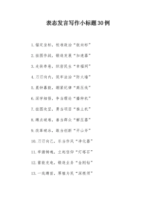 表态发言写作小标题30例.docx