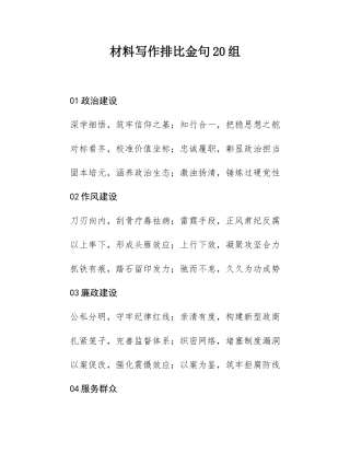 材料写作排比金句20组.docx