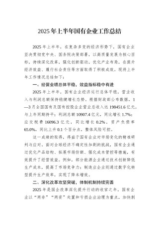 2025年上半年国有企业工作总结.docx