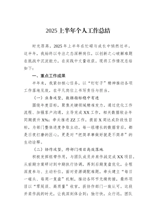 2025上半年个人工作总结.docx