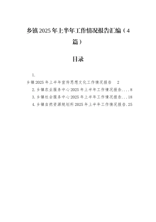乡镇2025年上半年工作情况报告汇编（4篇）.docx