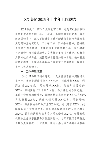 XX集团2025年上半年工作总结.docx