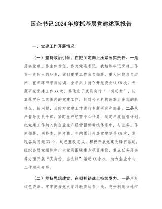 国企书记2024年度抓基层党建述职报告.docx
