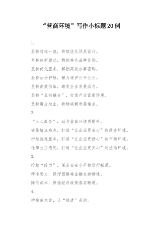 “营商环境”写作小标题20例.docx