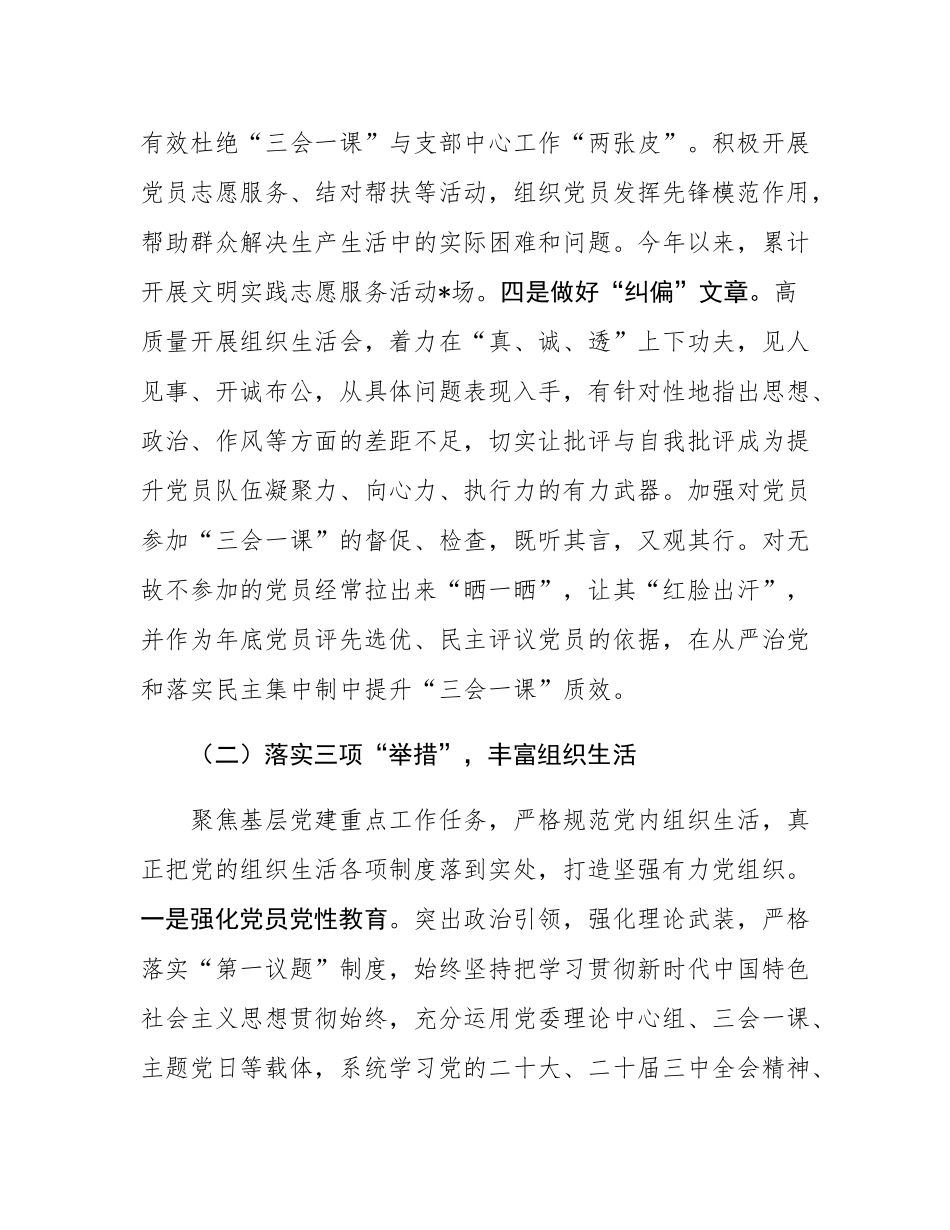 2024年党委（党组）指导支部开展“三会一课”情况汇报.docx_第3页